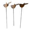 Metal Bird Garden Stakes Set of 3 with Rural Metal, Ground Insert Stales for Lawn Edge, Flower Border and Open Garden Use Near Walkways