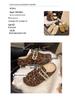 Thick-Soled Fleece-Lined Retro Birkenstock Women's Furry Round-Toe Slippers for Autumn/Winter
