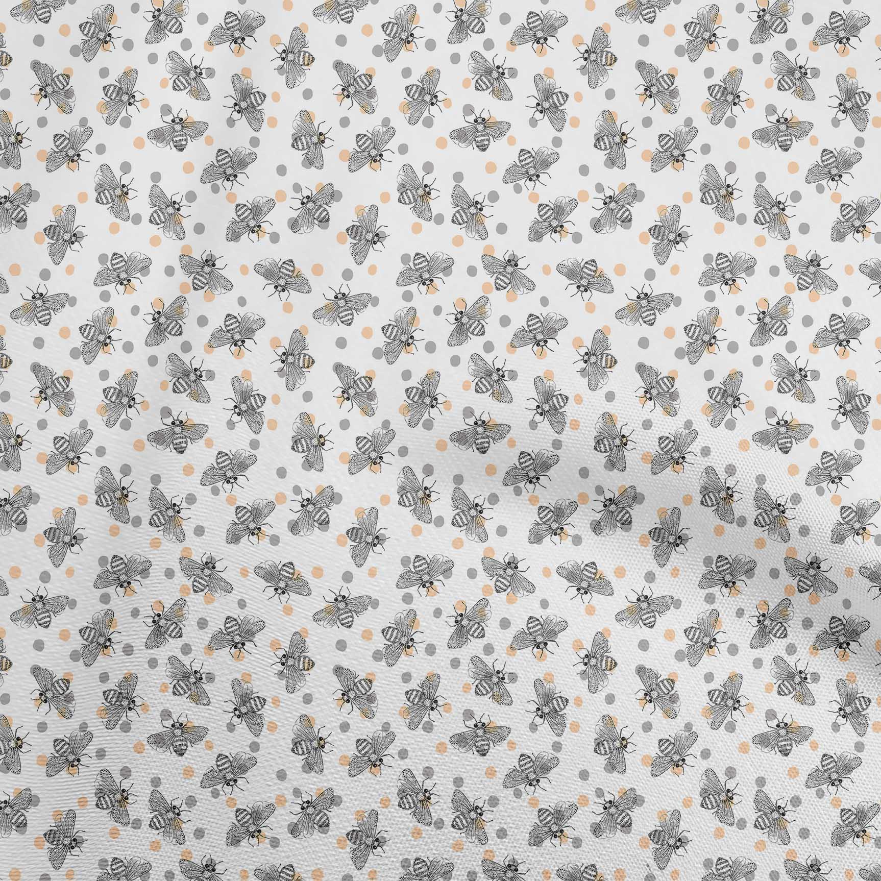 

OneOone Cotton Flex Light Green Fabric Dot & Honey Bee Sewing Material Тканина з принтом у дворі 40 дюймів 42 Inch Wide - Viscose Chiffon персиковий