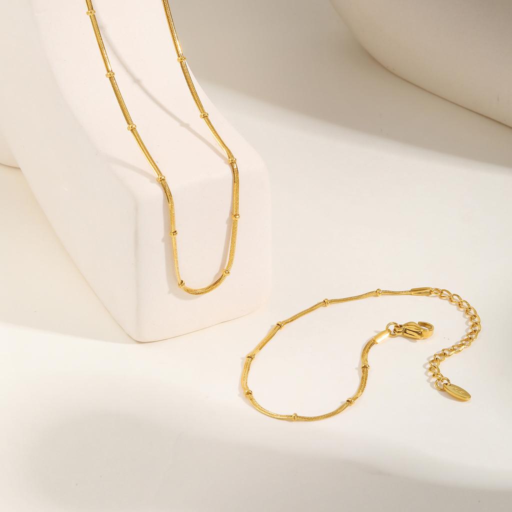 Edelstahl Schlangenball Perlenkettenarmband für Damen, 18 Karat Vergoldet Dünne Glieder Mehrlagiges Handgelenkband Weihnachtsgeschenk