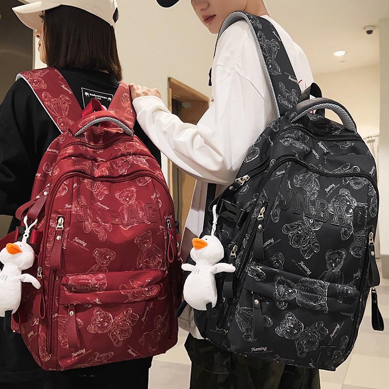 

Children s Schoolbags Elementary School Students Girls College Students Boy Junior High School Students Burgundy Printed Backpack
