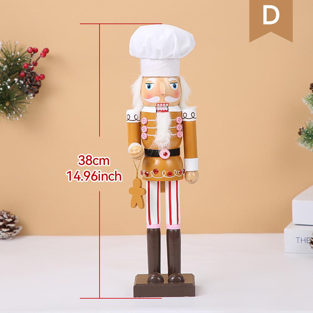Christmas Nutcracker Chef Series Wooden Nutcracker Ornament Gingerbread Man Soldier Handcraft Doll Toy Home Desktop Decoration