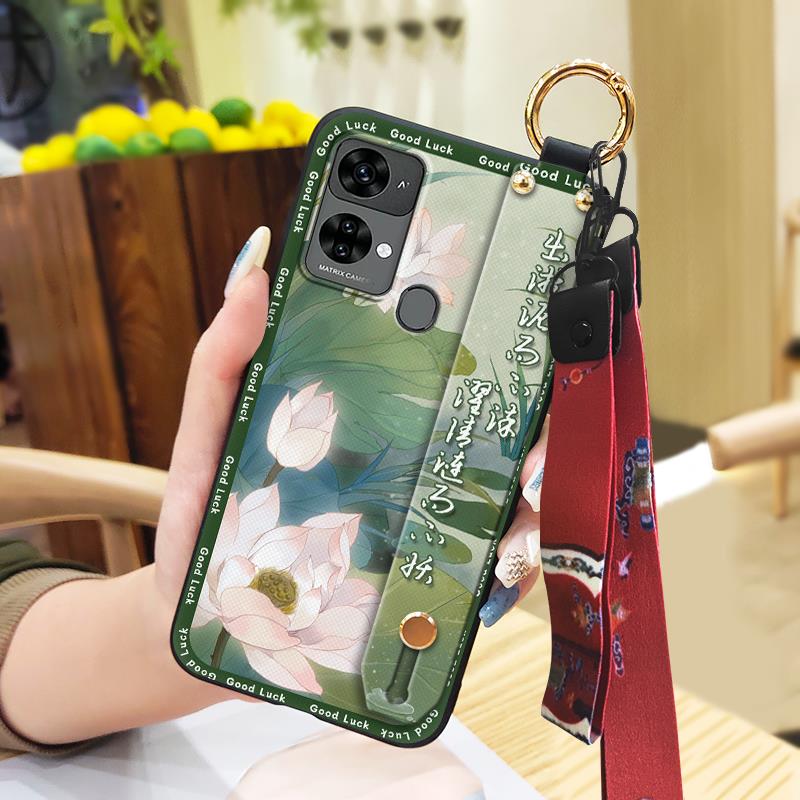 Wasserdichte Mode Handyhülle für Oukitel C33 ältere Dame Schutzarmband chinesischer Stil langlebige Handschlaufe Ring