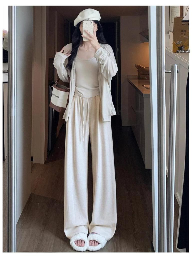 145 Soft Wide-Leg High-Waisted Pants for Women - Slimming, Petite, Casual, Perfect for Spring and Autumn
