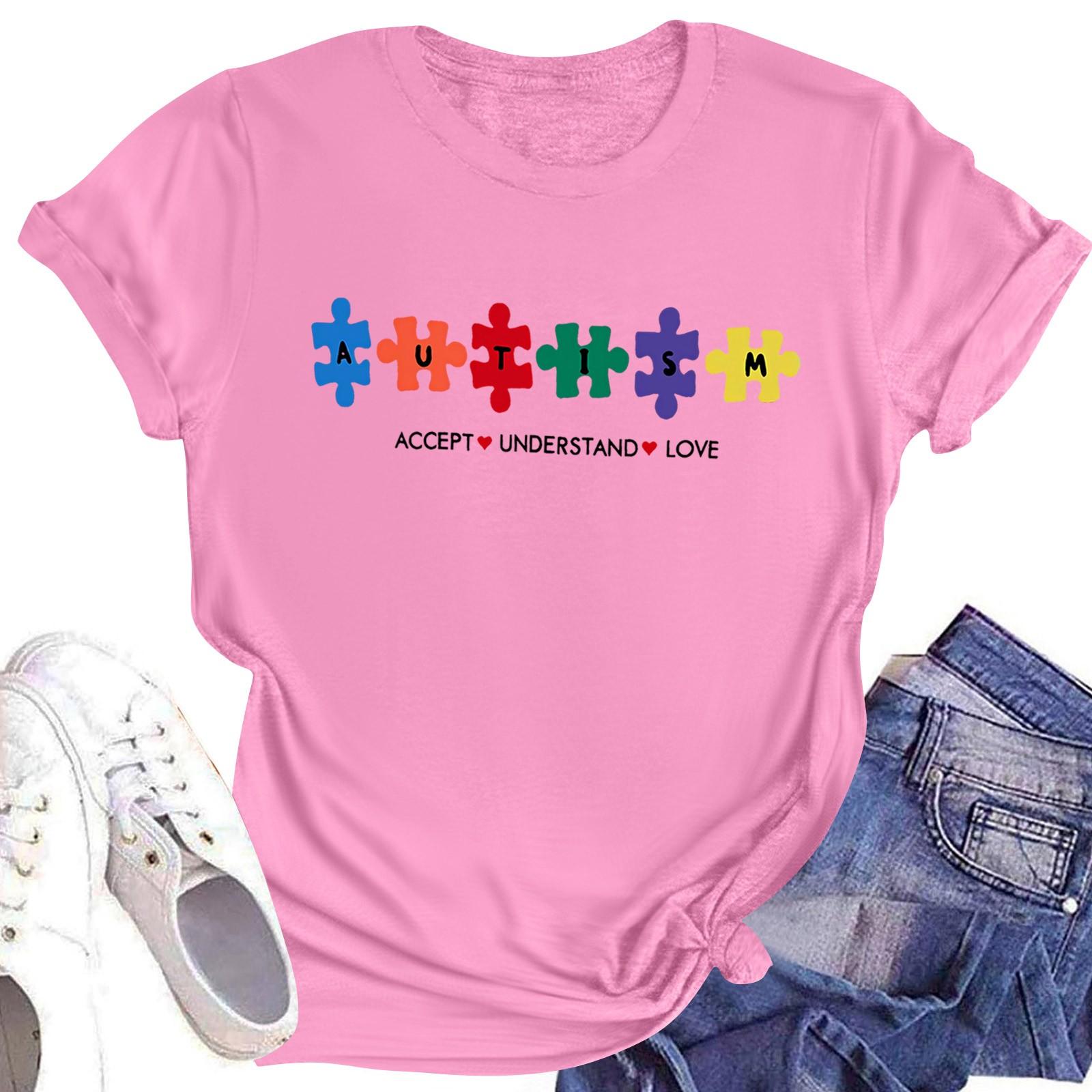 

Женская повседневная футболка с короткими рукавами и круглым вырезом с принтом и буквенным топом L розовый