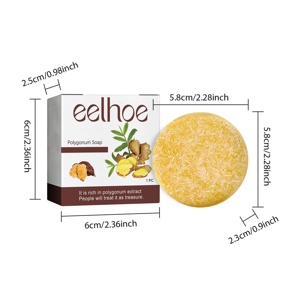EELHOE Hair Shampoo Polygonum Ginger Essence Hair Darkening Shampoo Soap Natural Organic Gray Reverse Hair Cleansing 1pc