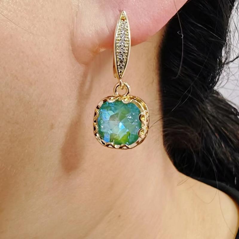 Fashion Party Ohrringe für Frauen 2023 Neue Blaue Quadratische Kristall Zirkon Baumeln Ohrring Luxus Gold Farbe Schmuck Zubehör