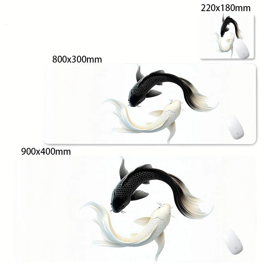 Large Mouse Pad Yin-yang Fish HD Black & White Sakura Computer Office Table Pc Gaming Non-slip Japanese Kawaii Desk Accessories