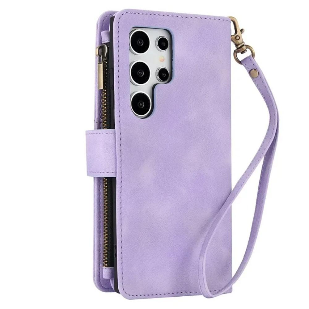 Luxury Leather Phone Case for Samsung Galaxy S26 Ultra S25 Edge S24 Plus S23 FE S22 S21 S20 Note 20 Hand Strap Card Wallet Cover