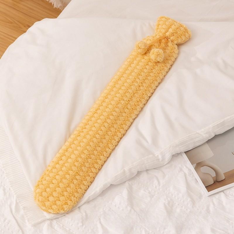 Cartoon Cat Shape Long Hot Water Bag With Soft Short Plush For Warmth And Gift Giving