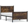 Metal Bed Frame Without Mattress Smoked Oak Finish 80 X 200 Cm