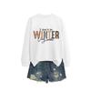 Womens Long Sleeve Round Neck Graphic Print Loose Fit Sweatshirt Casual Fashion Top