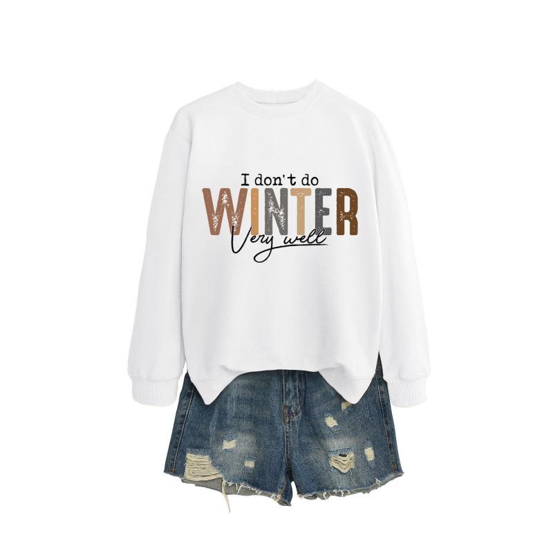 Womens Long Sleeve Round Neck Graphic Print Loose Fit Sweatshirt Casual Fashion Top