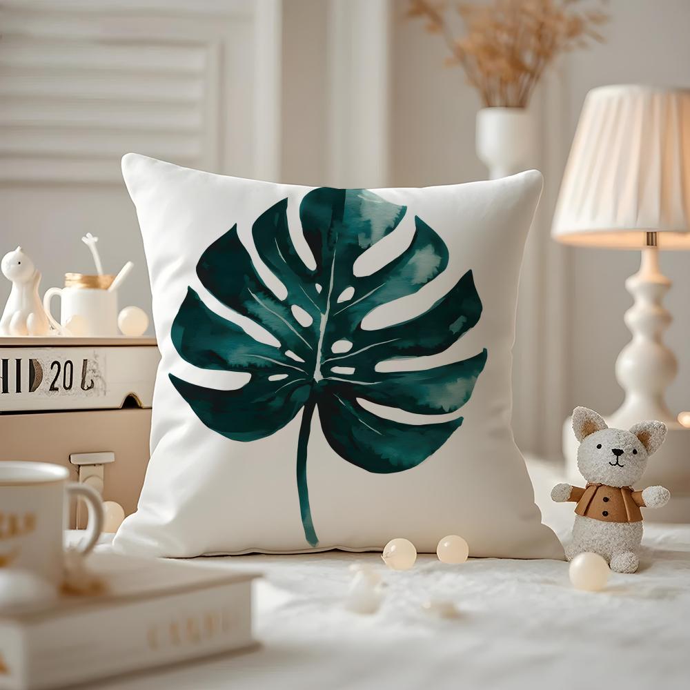 Modern style Leaf Cushion Cover Antidustmite Pillowcase Invisible zipper silky short plush Sofa cushion cover