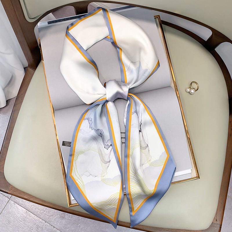 Korean Polka Dot Skinny Scarf: Imitation Silk Spring/Summer Neck Scarf & Headband Tie for Women