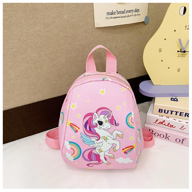 Adorable Cartoon Unicorn Backpack For Kids Stylish Pink Nylon School Bag