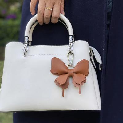 Cute Retro Colorful Butterfly Pendant Leather Exquisit Butterfly Key Ring Personalized Car Keyring For Women Bag Pendant