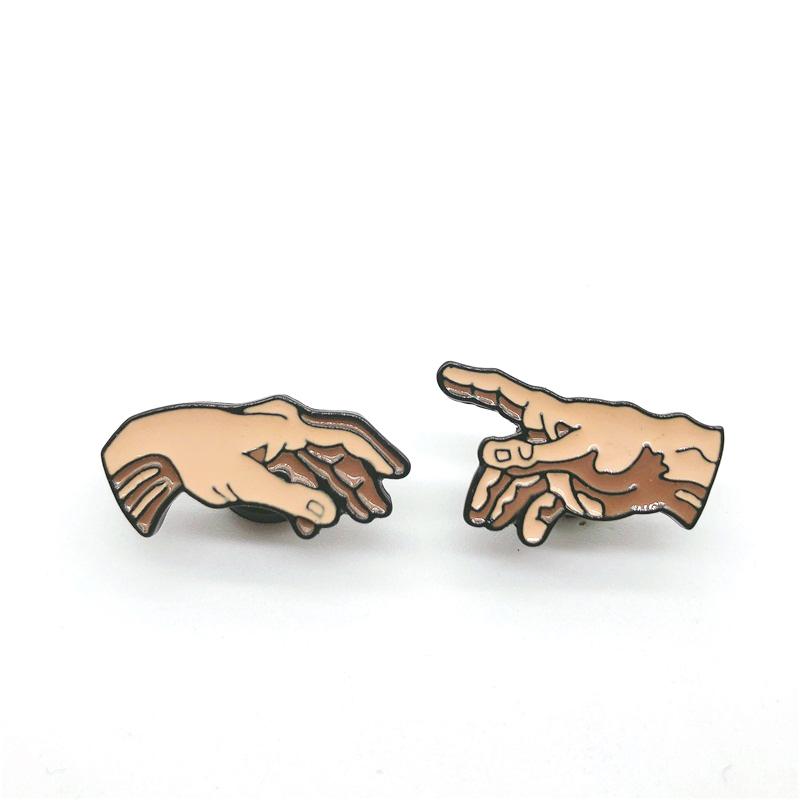 Cartoon Fun Gesture Holding Hands Fun Enamel Brooch Pin Custom Alloy Badge Clothes Bags Accessories Jewelry Gifts For