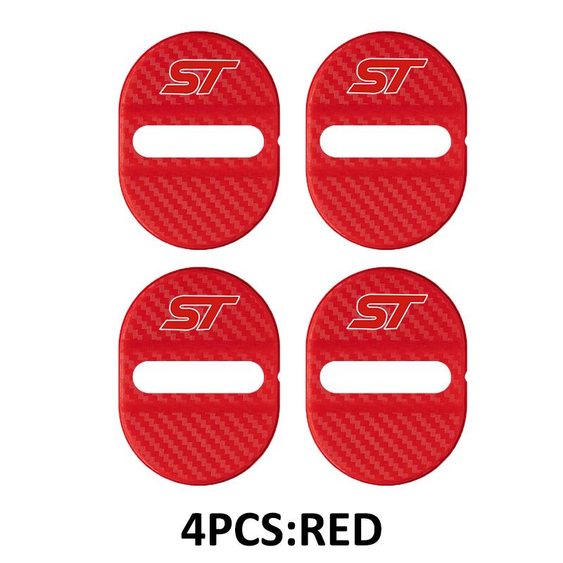 PCKF8 4pcs Car Door Protection Lock Cover Carbon Fiber Patterned For Ford Focus mk2 mk3 mk4 Fiesta Kuga Ghia ST Shelby Ranger