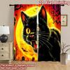 2D flat printing 2pcs Curtain Black Cat Halloween Bats Digital Printed Polyester Drapes All Season Party & Holiday Decor Perfect