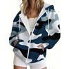 Damen Reißverschluss Pullover Jacke für Herbst und Winter 3D Druck Warm Lässig Modisch Vielseitig Streetwear
