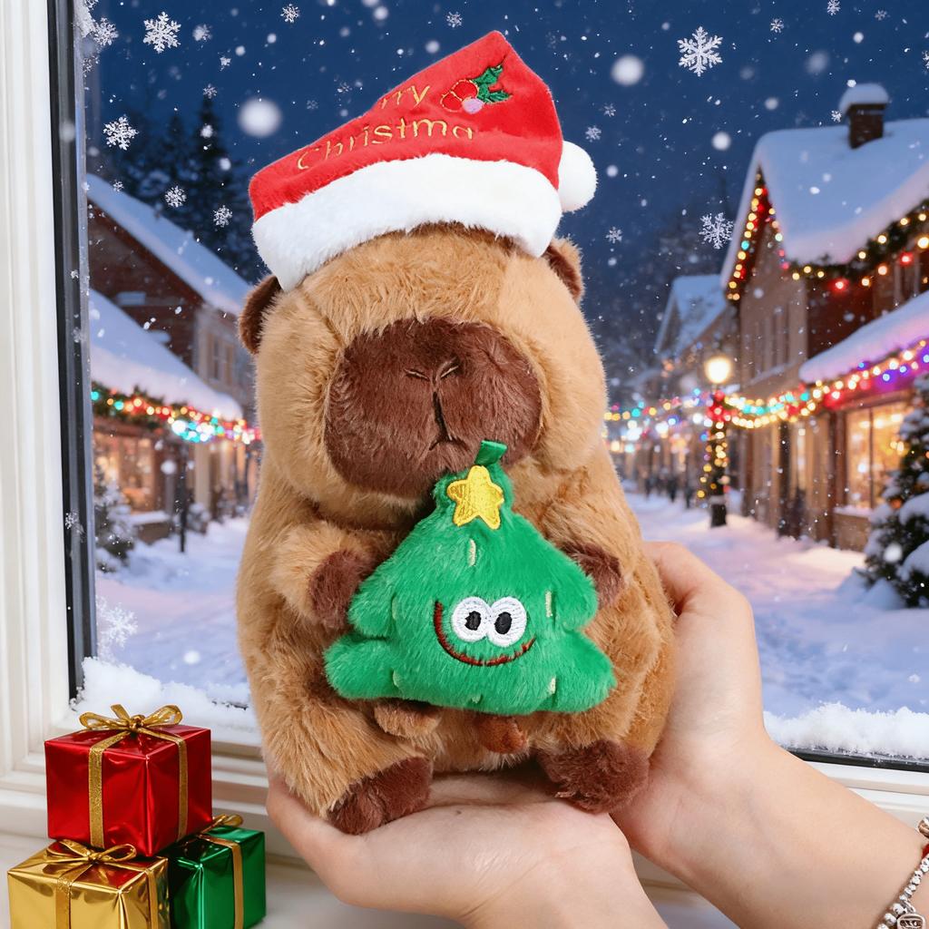 20cm Cute Christmas Gingerbread Man Capybara Plush Toy Christmas Tree Capybara Hug snowman Capybara Doll Christmas Gift For Kids