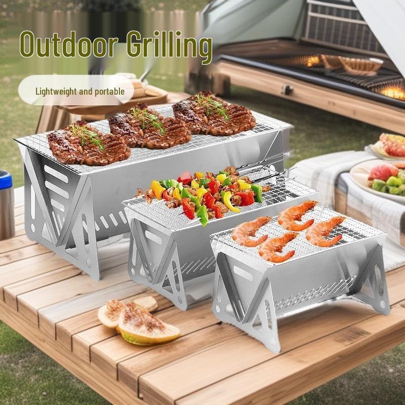 Ultralicht Opvouwbaar Roestvrij Staal Buiten Grill & Vuurkorf