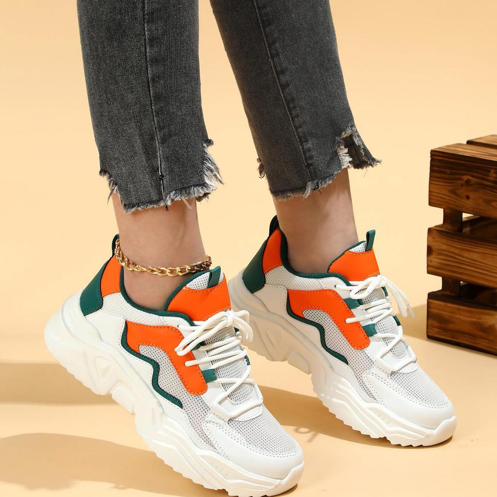 Women's Chunky Sneakers With Breathable And Comfortable Mesh Upper Lace Up Design Suitable For Outdoor Flip Flops Women Wedge