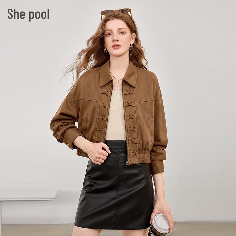 

Женское плиссированное короткое пальто с лацканами и бантом XS