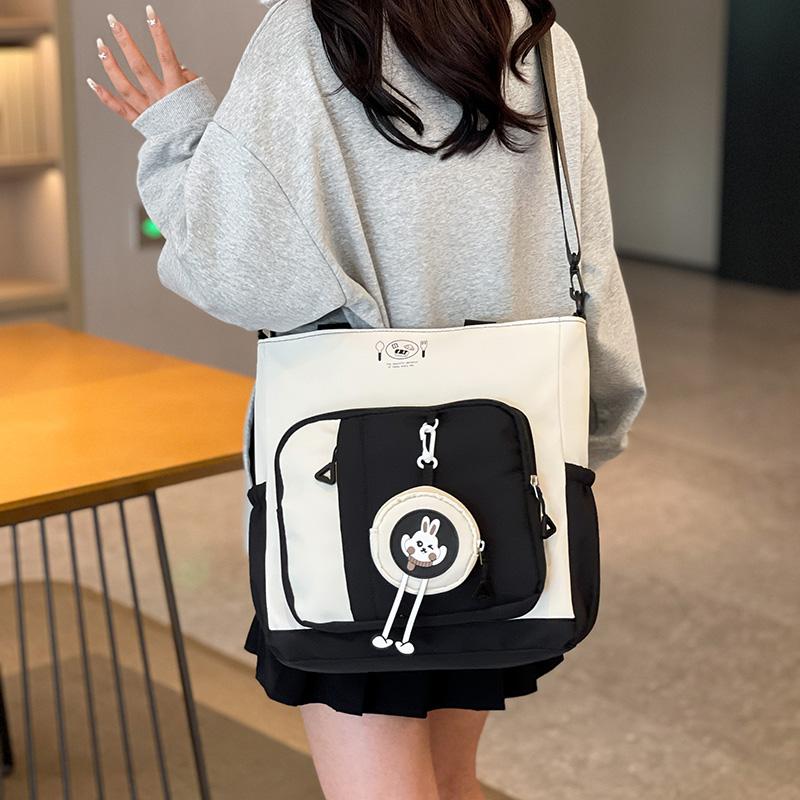 Color Block Tote Bag Women's Shoulder Bag Student Large Capacity Crossbody Bag