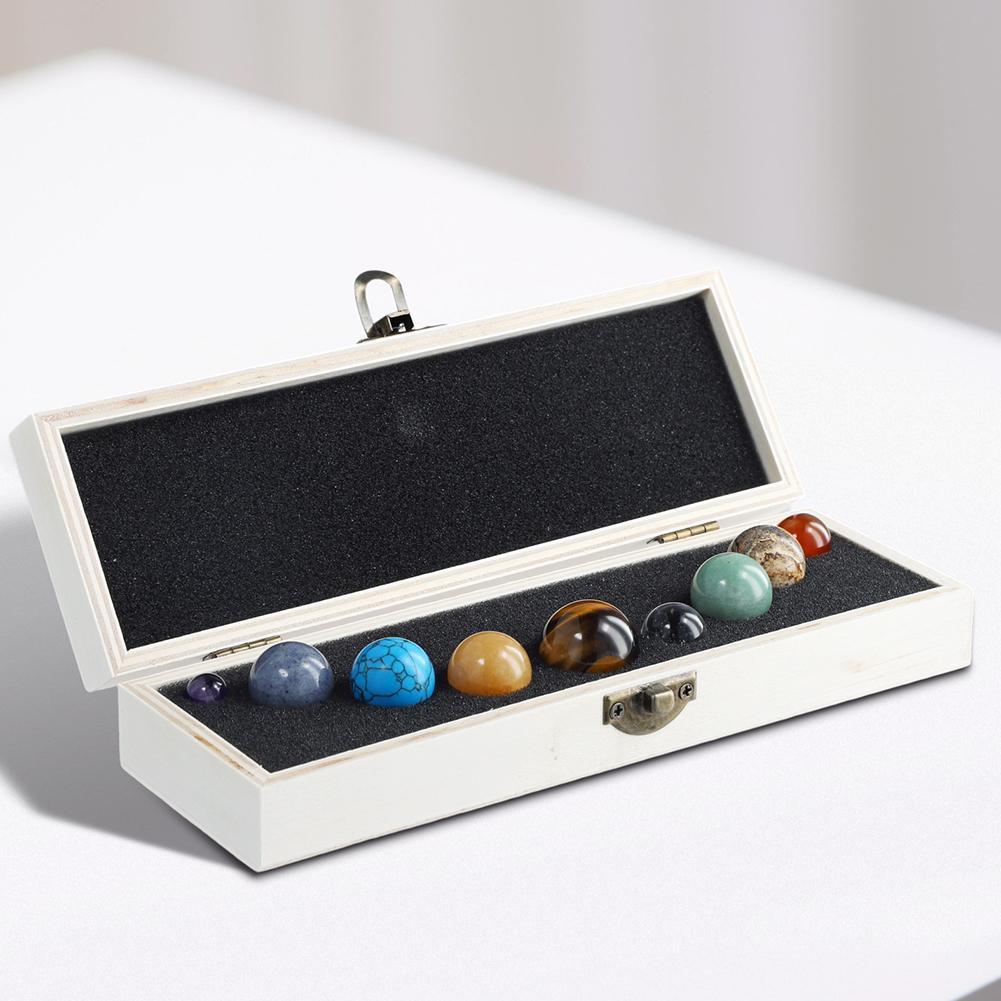9 Planets Gift Box Natural Crystal Ball Ore Specimen Galaxy Quartz System Stone Solar Memor Astronomy Gift Model Line Colle W7R4