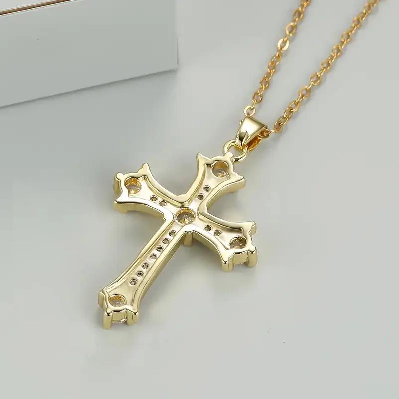 CAOSHI Fashion Lady Cross Pendant Necklace with Brilliant Zirconia Stylish Jewelry for Daily Life Trendy Women Party Accessories