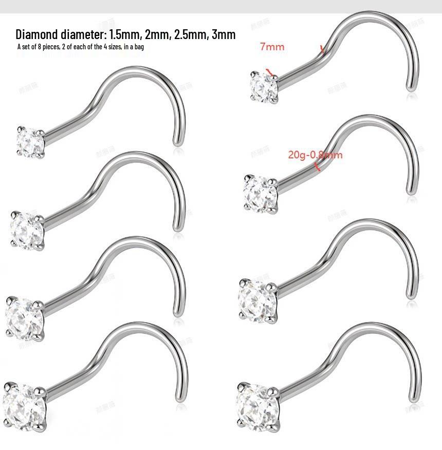 Versatile Piercing Jewelry Set: Nose Rings, Lip Studs, Tongue Rings
