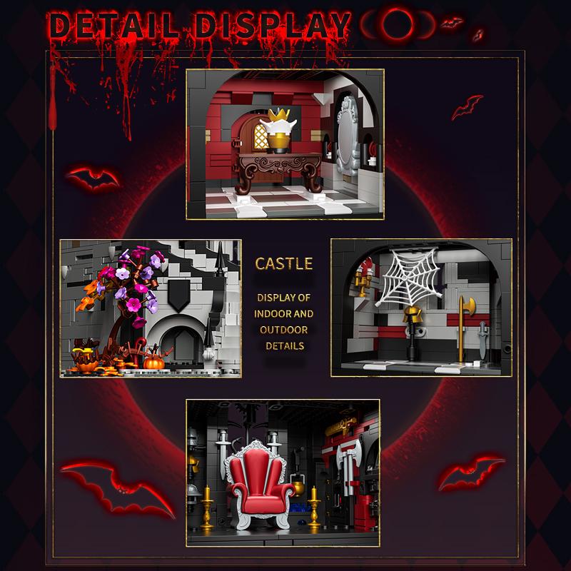 3540PCS Vampire Castle Building Blcoks Gothic Horror Castle Model Bricks Desktop Ornaments Kids Educational Toys Halloween Gifts