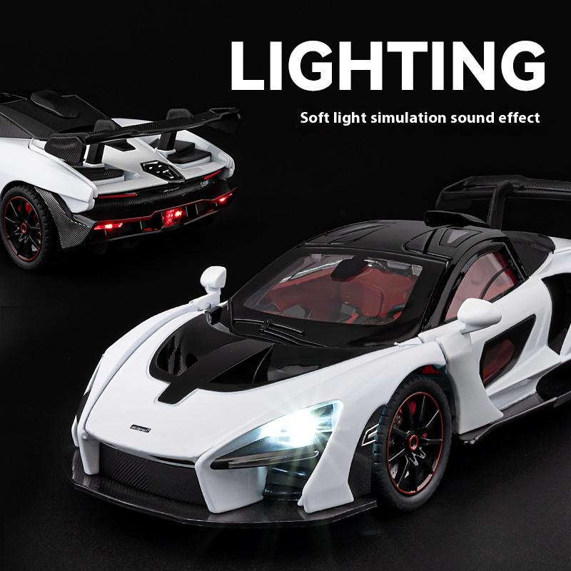 1/24 Scale Mclaren Senna Super Sports Mini GT Alloy Diecast Model Vehicle Simulation Sound & Light Birthday Gifts Box for Boyfriend