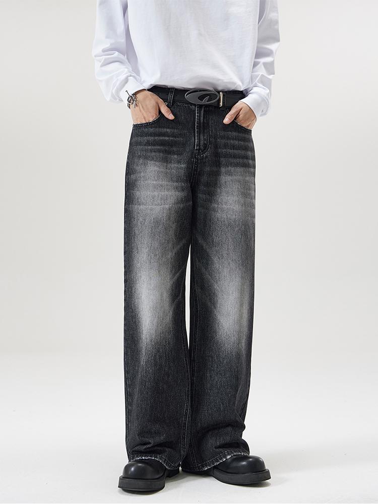 4 Colors Autumn Vintage Distressed Men's Baggy Straight Jeans Fashion Korean High Street Denim Pants Streetwear Male Trousers