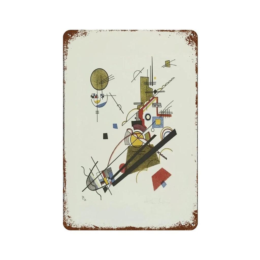 Wassily Metal Signs Kandinsky Geometric Wall Art Posters Decor Modern Abstract Style Tin Signs Picture for Bar Living Room