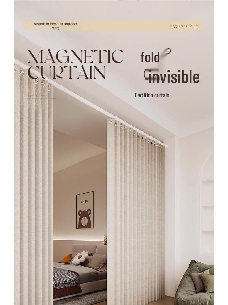 Room Divider No-Drill Folding Door Curtain for Bedroom and Living Room Privacy.