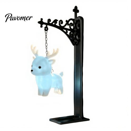 Indoor Hanging Lantern for Vacations Magic Owl Bird Deer Bookend Lamp, Gothic Metal Bookshelf Light, Relaxed Reading Light Den Vintage Library Animal