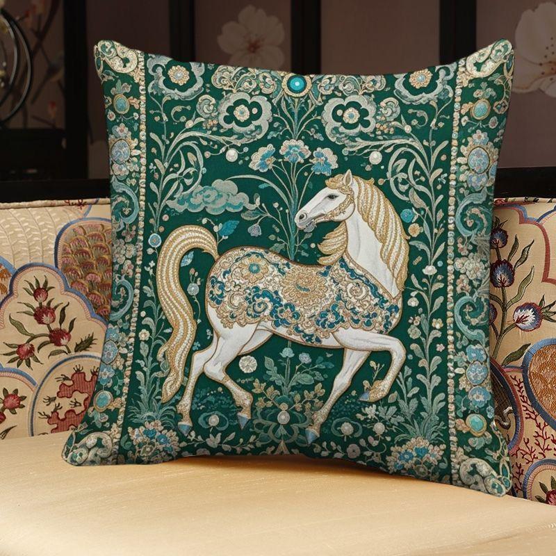 Декор для дома Завораживающие лошади в изысканном узоре Наволочки с узором Наволочка для подушки Подходит для дивана Спальни Автомобиля Наволочка 40x40cm