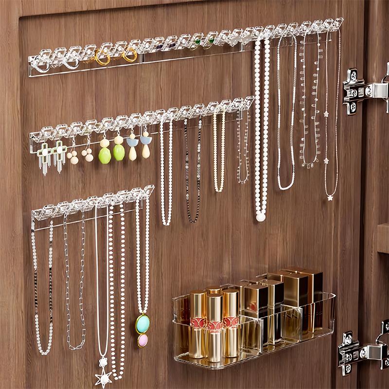 3/6 Pcs Self-Adhesive Necklace Organizer, Space-Saving Multi-Functional Jewelry Organizer, Necklace Holder Wall Mounted