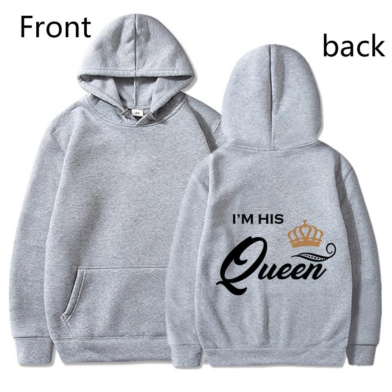 Fashion King & Queen Couple Hoodies Long Sleeve Pullover Couples Matching Outfits Streetwear Lovers Clothes Valentine Day Gifts