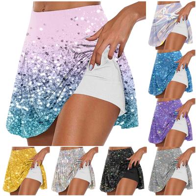 Saias de tênis plissadas elásticas atléticas femininas, shorts internos de ioga, saias elásticas esportivas de golfe, estampadas