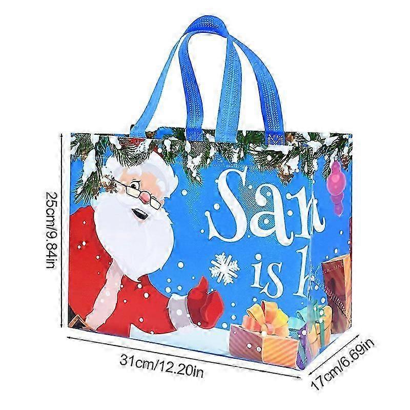 Christmas gift bag with a Santa Claus, snowman, and candy design. Ideal for Christmas parties and home decor. New Year 2025.