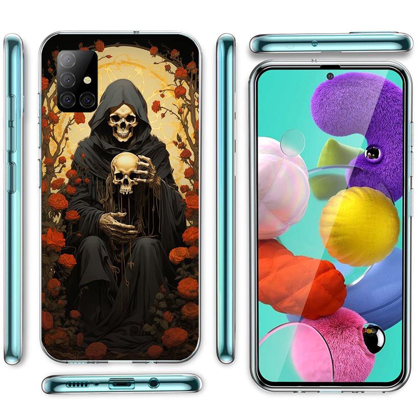 Reaper Skull Skeleton Gun Phone Case For Samsung Galaxy A52 A32 A22 A12 A51 A31 A50S A30S A20S A10S Note 20 Ultra 10 Plus S10 A7