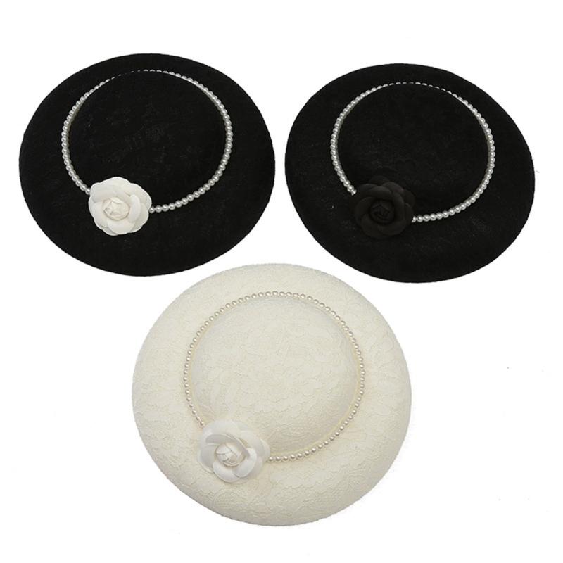 Adjustable Pearls Bucket Hat Wedding Guest Flower Embellished Hat For Beach Parties Outdoor Event