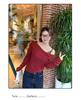 Women's Red Cable Knit Pullover Sweater with Removable Fur Collar for Autumn and Winter Warmth