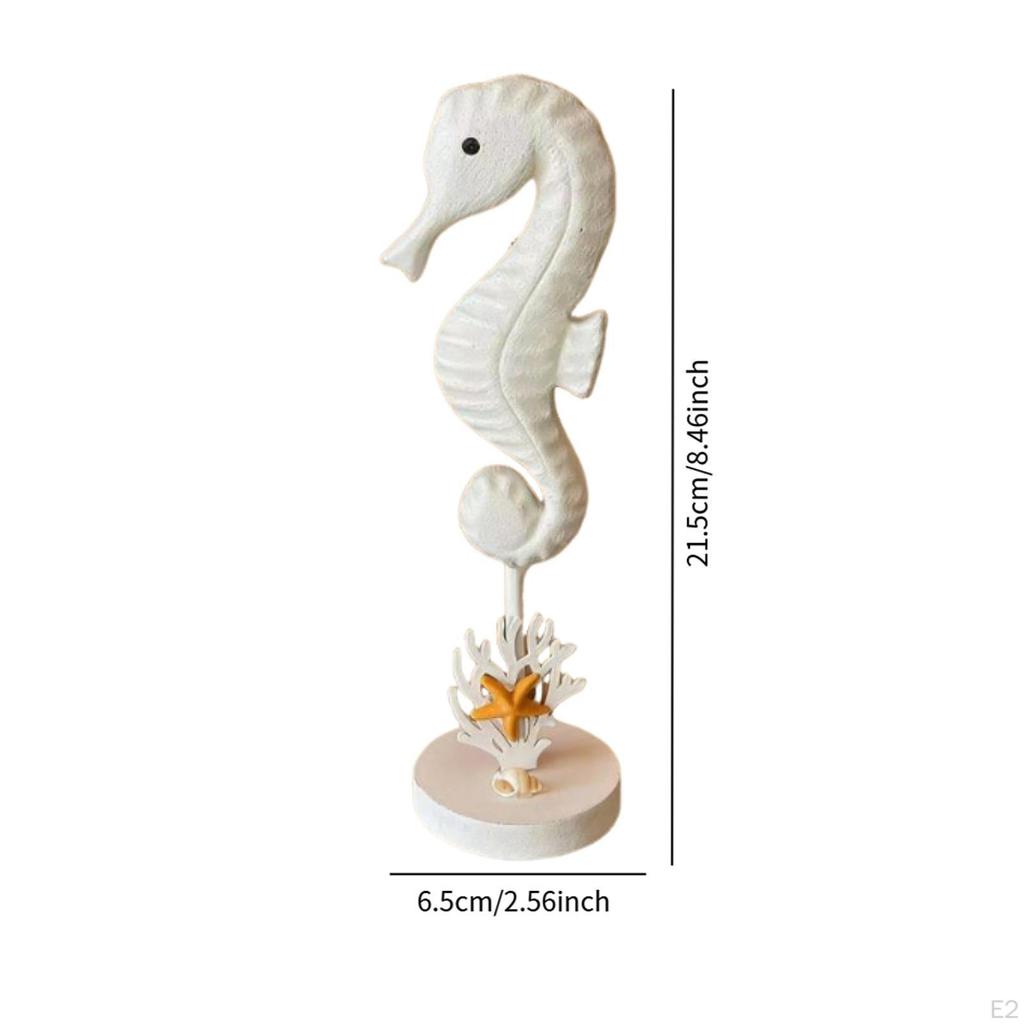 Sea Horse Figurine Seahorse Statue Beach Decoration Wooden for Cafe Hotel Home