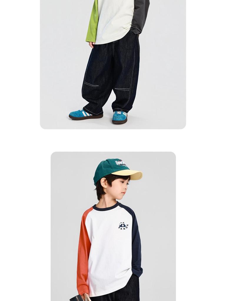 Pojkars höst 2025 T-shirt med rund hals och raglanärm för barn