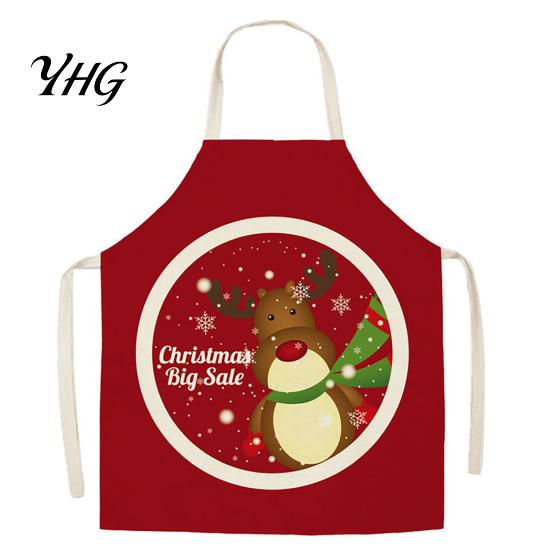Santa Claus Kitchen Supplies Christmas Apron, Claus/Elk/Gingerbread Man/Snowman Print Cooking Bib, Waterproof Funny Gingerbread Man Chef Apron